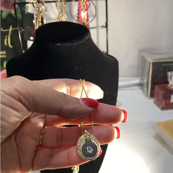 Christian Dior Vintage Enamel& Crystals Gold Plated 18in Necklace With COA - Picture 5 of 9